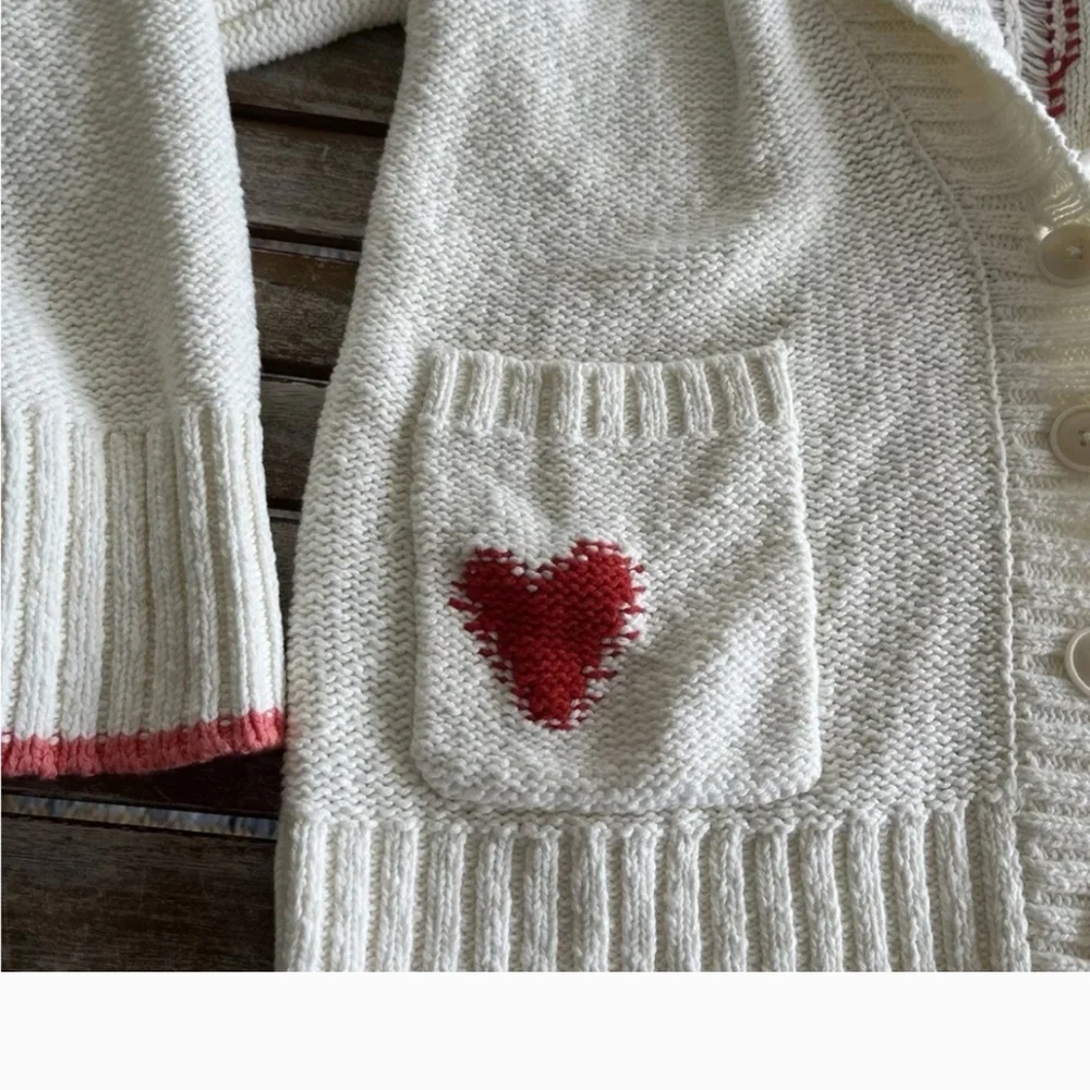 Maeve Anthropologie Heart Patterned White Sweater - Picture 7 of 8